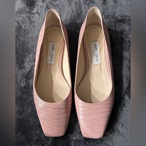 Jimmy Choo Blush Croc-Patterned Flats